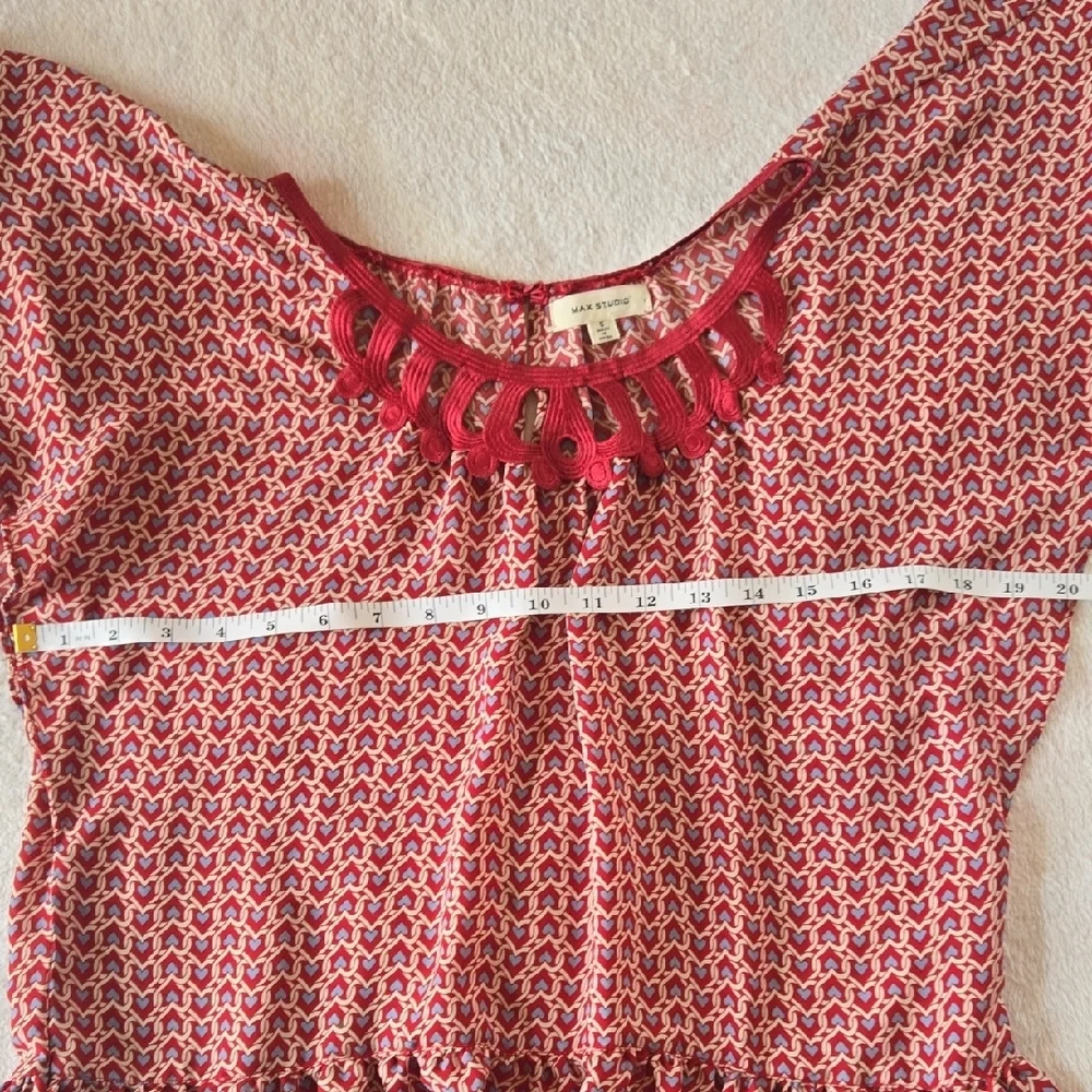 Max Studio S-L INTERTWINED 💙♥️🤍 Y2K KAWAII Babydoll Ruffles Fun LACE TRIM GUC - Picture 7 of 10